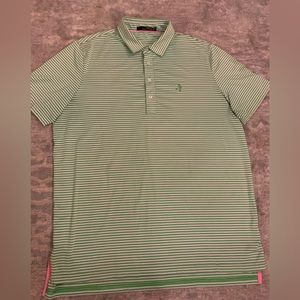 Ralph Lauren RLX GOLF  polo shirt mens XL Green And White Striped
